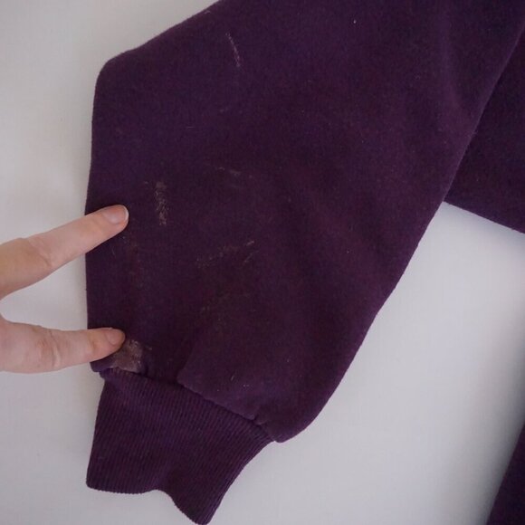 Vtg '90S Jerzees Wisconsin Winter Puff Print Purple Cotton Crew Neck Sweater XL - Picture 9 of 9